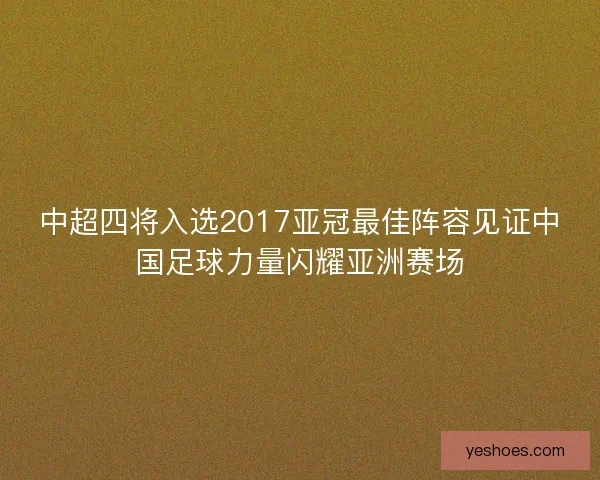 中超四将入选2017亚冠最佳阵容见证中国足球力量闪耀亚洲赛场